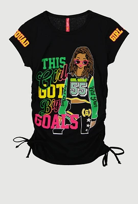 Girls This Girl Got Big Goals Graphic Top, Black, Size 7-8