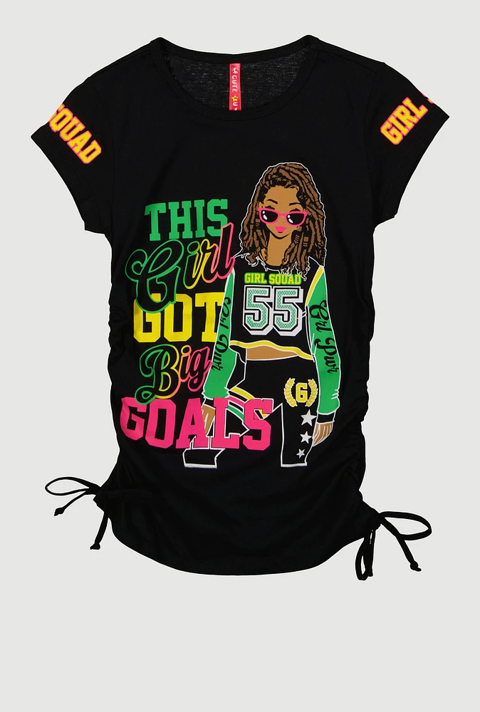 Girls This Girl Got Big Goals Graphic Top, Black, Size 10-12