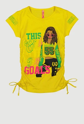 Girls This Girl Got Big Goals Graphic Top, Yellow, Size 7-8