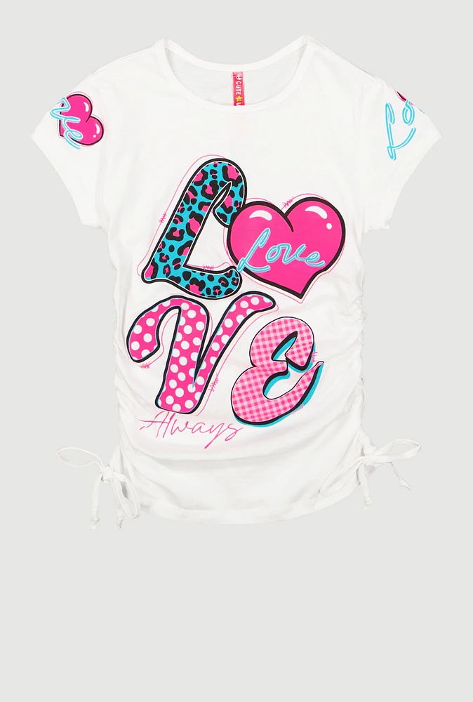 Girls Love Always Graphic Tee, White, Size 7-8