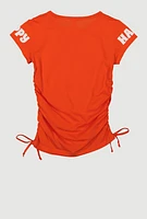 Girls Happy People Are Beautiful Graphic Tee, Orange,