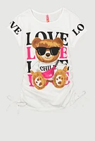 Girls Love Bear Graphic Tee, White, Size 7-8