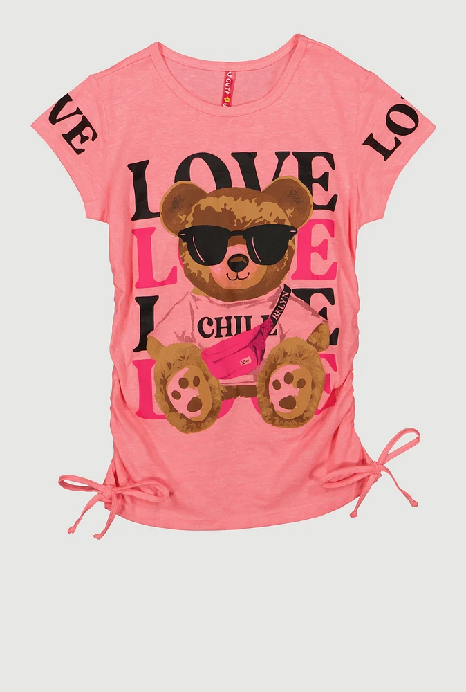 Girls Love Bear Graphic Tee, Pink, Size 7-8