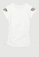 Girls Can Change The World Ruched Tee, White, Size 7-8