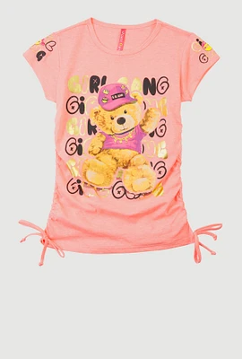 Girls Girl Gang Teddy Bear Foil Graphic Tee, Pink, Size 14-16