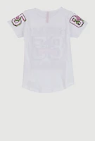 Girls Sequin Girls World Graphic Tee, White, Size 14-16