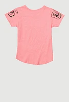 Girls Sequin Girls World Graphic Tee, Pink, Size 10-12
