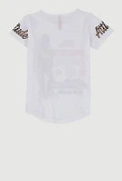 Girls Sequin Attitude Graphic Tee, White,