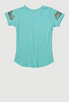 Girls Sequin Attitude Graphic Tee, Blue, Size 14-16