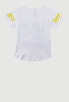 Girls Sequin Happiness Graphic Tee, White, Size 7-8