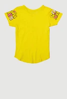Girls Sequin Living My Blessed Life Graphic Tee, Yellow,