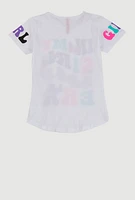 Girls Sequin Boss Era Graphic Tee, White, Size 14-16