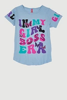 Girls Sequin Boss Era Graphic Tee, Blue, Size 10-12