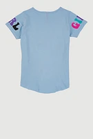 Girls Sequin Boss Era Graphic Tee, Blue, Size 10-12