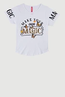 Girls Sequin Magic Graphic Tee, White, Size 7-8
