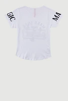 Girls Sequin Magic Graphic Tee, White, Size 10-12