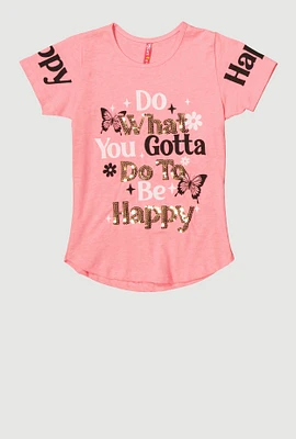 Girls Sequin What You Gotta Do Graphic Tee, Pink, Size 7-8