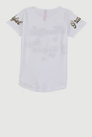 Girls Thankful and Grateful Sequin Graphic Tee, White, Size 10-12