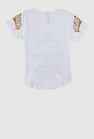 Girls She Glitter Sequin Graphic Tee, White, Size 7-8