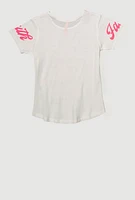 Girls Sequin Faith Hope Love Graphic Tee, White,