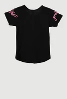 Girls Sequin Blessed And Grateful Butterfly Tee, 7-8