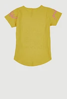 Girls Sequin Blessed And Grateful Butterfly Tee, Yellow, Size 14-16