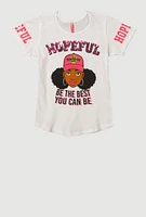 Girls Sequin Hopeful Graphic Tee, White, Size 7-8