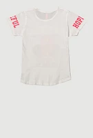 Girls Sequin Hopeful Graphic Tee, White, Size 7-8