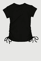 Girls Ribbed Knit Heart Keyhole T Shirt,