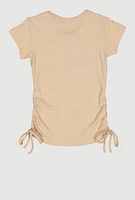 Girls Ribbed Knit Heart Keyhole T Shirt, 7-8