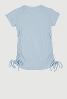 Girls Rhinestone Fringe Star Ruched Top,