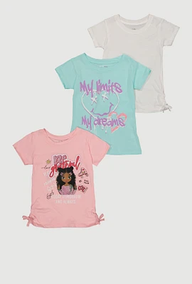 Girls My Limits My Dreams Graphic Tees 3 Pack, Multi, Size 10-12