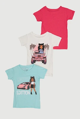 Girls Limited Edition Graphic Tees 3 Pack, Multi,