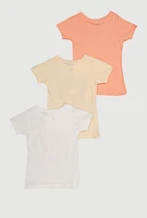 Girls Always Be Happy Graphic Tees 3 Pack, Orange, Size 10-12