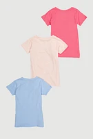Girls Positive Vibes Butterfly Graphic Tees 3 Pack, Multi, Size 7-8