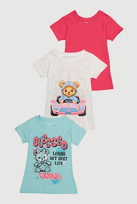 Girls Blessed Everyday Graphic Tees 3 Pack, Multi, Size 10-12