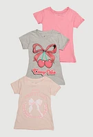 Girls In My Pretty Girl Era Graphic Tees 3 Pack, Pink, Size 7-8