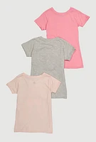 Girls In My Pretty Girl Era Graphic Tees 3 Pack, Pink, Size 7-8