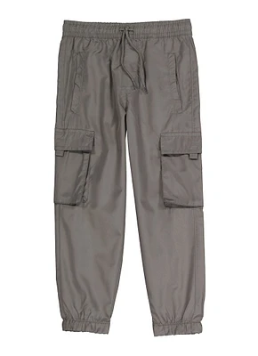 Little Boys Nylon Cargo Pocket Joggers, Grey, Size 4