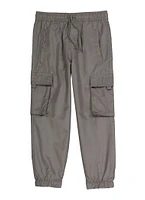 Little Boys Nylon Cargo Pocket Joggers, Grey, Size 4