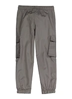 Little Boys Nylon Cargo Pocket Joggers, Grey, Size 4
