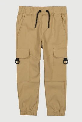 Little Boys Cargo Pocket Drawstring Joggers, Khaki, Size 5