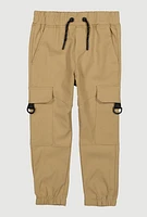 Little Boys Cargo Pocket Drawstring Joggers, Khaki, Size 5