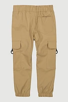 Little Boys Cargo Pocket Drawstring Joggers, Khaki, Size 4