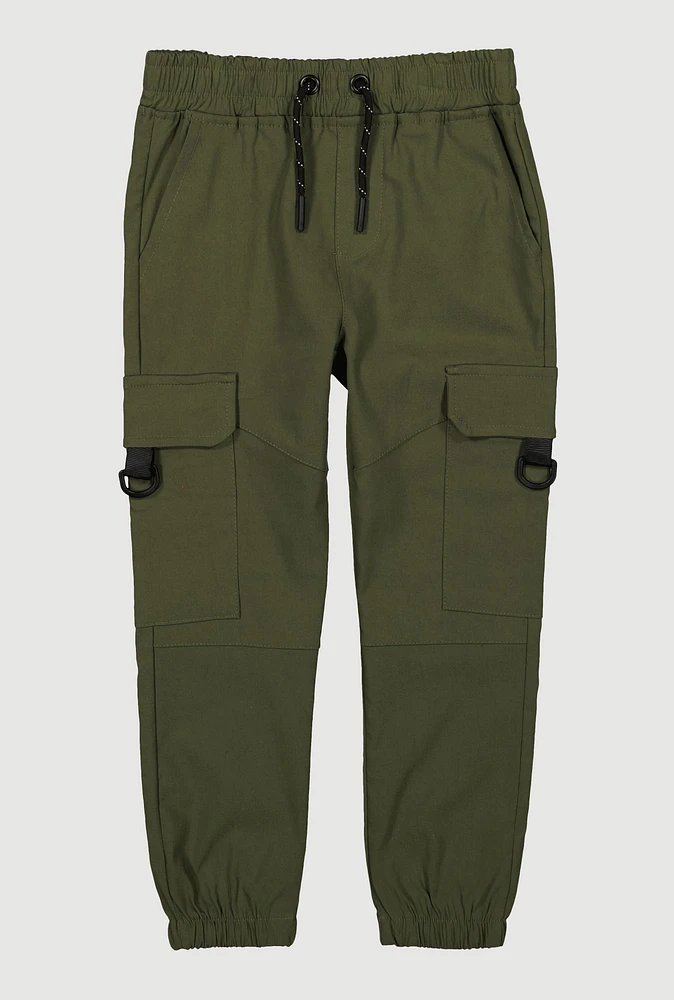 Little Boys Drawstring Waist Cargo Joggers, Green, Size 6