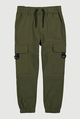 Little Boys Drawstring Waist Cargo Joggers, Green, Size 6