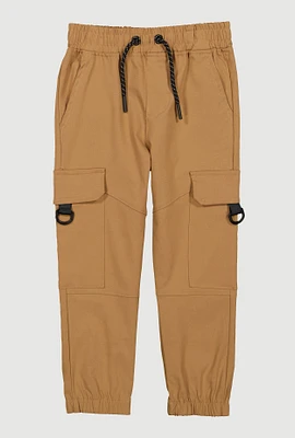 Little Boys Drawstring Cargo Joggers, Khaki, Size 6