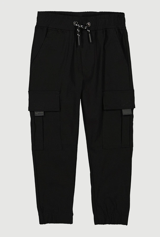 Little Boys Drawstring Cargo Pocket Joggers, Black, Size 6
