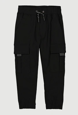 Little Boys Drawstring Cargo Pocket Joggers, Black, Size 6