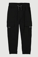 Little Boys Drawstring Cargo Pocket Joggers, Black, Size 6